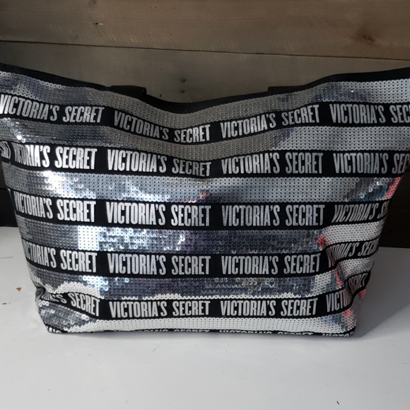 Victoria's Secret Handbags - Victoria Secret Black and Silver Sequined Tote